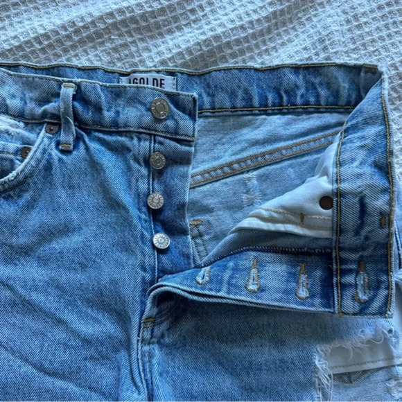 AGOLDE Womens Jaden High Rise Cut Off Shorts 27 Light Wash Destroyed A038-I-811 - Picture 3 of 9